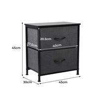 Levede Storage Cabinet Chest of 2 Drawers Dark Grey