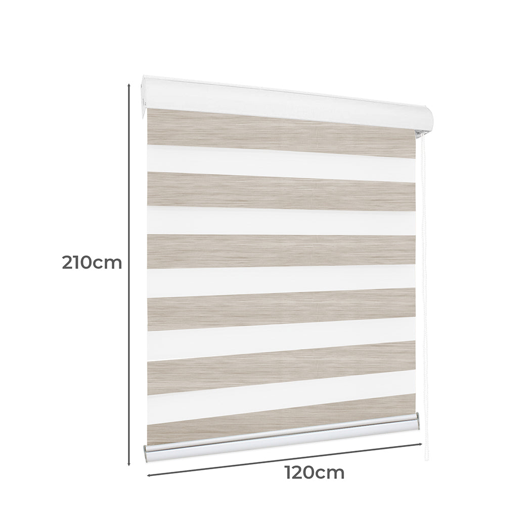 Marlow Blackout Zebra Roller Blind Curtains 120x210 Beige