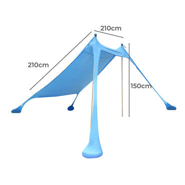 Beach Tent Camping Canopy 2-4 Person Family Sun Shade Shelter 210x210cm Blue