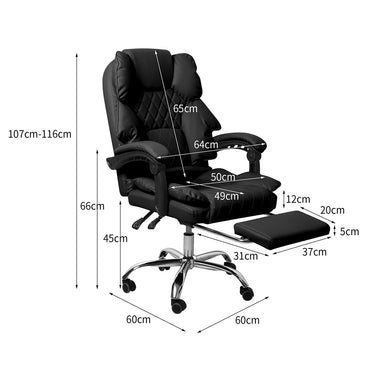 Levede Gaming Chair Office Computer Black Footrest