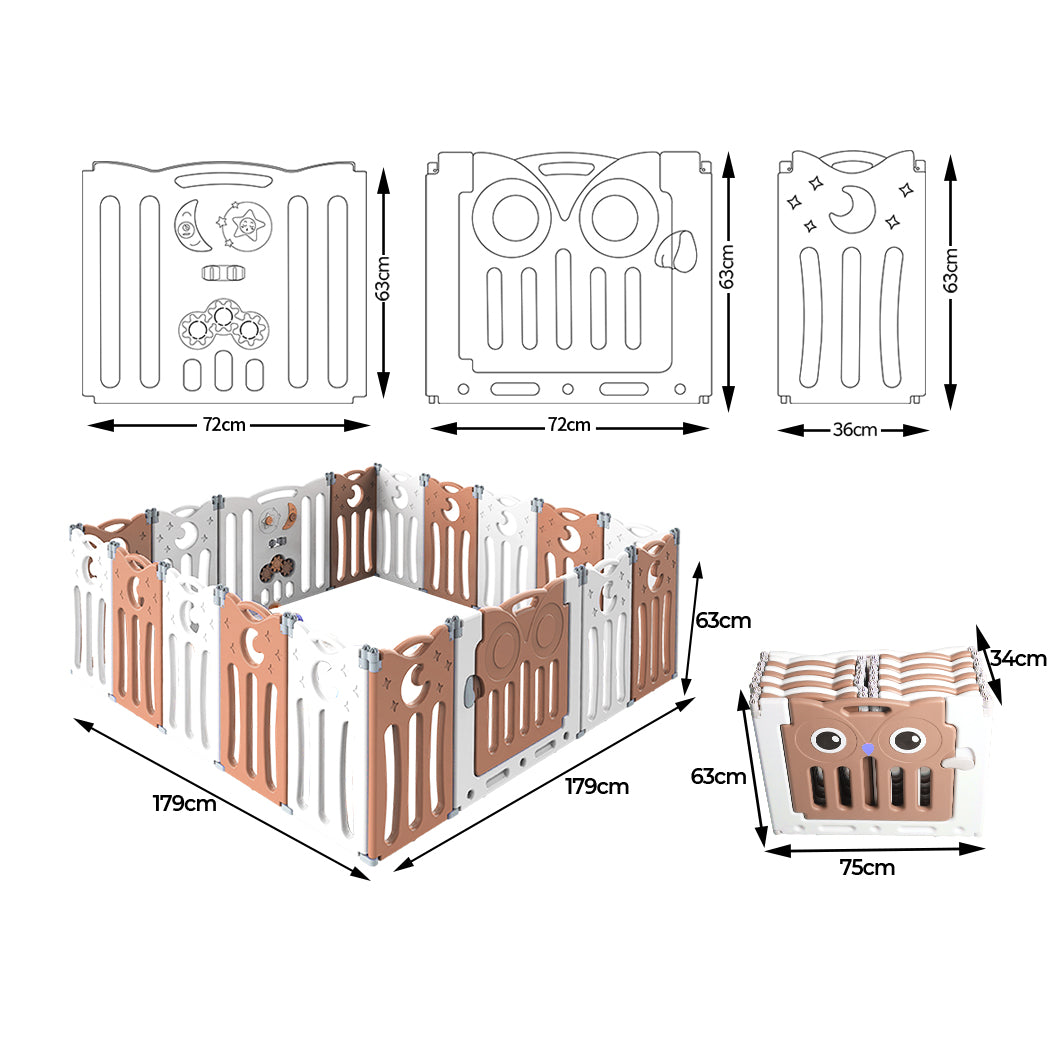 BoPeep Kids Baby Playpen Foldable Child Pink