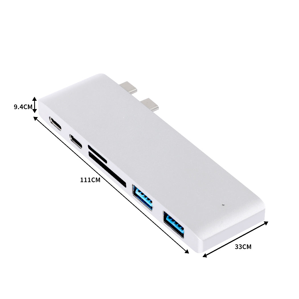 USB 3.0 Type-C HUB 6 Port Powered Adapter Silver