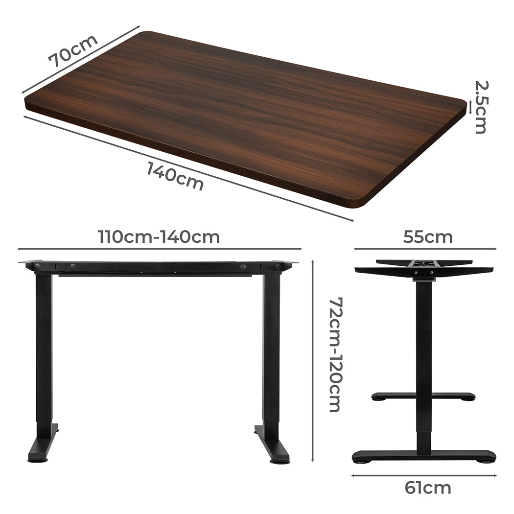 Levede Motorised Standing Desk Adjustable 140cm Walnut 1000x 1MM