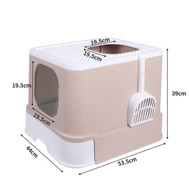 PaWz Cat Litter Box Fully Enclosed Kitty Coffee