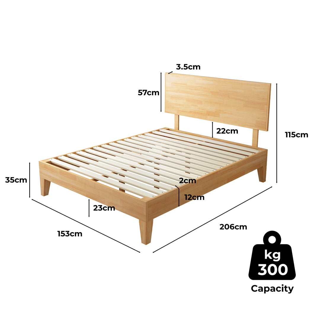 Levede Queen Rubberwood Bed Frame