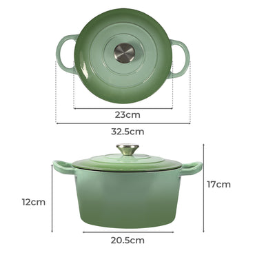 TOQUE 4L Enamel Dutch Oven Pot in Green Colour