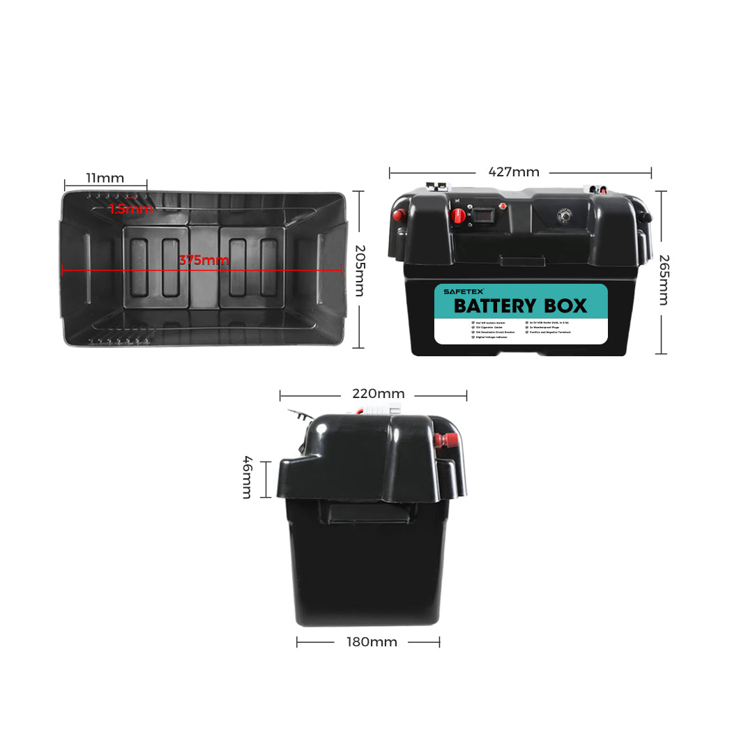 Safetex AGM Battery Box 12V Deep Cycle