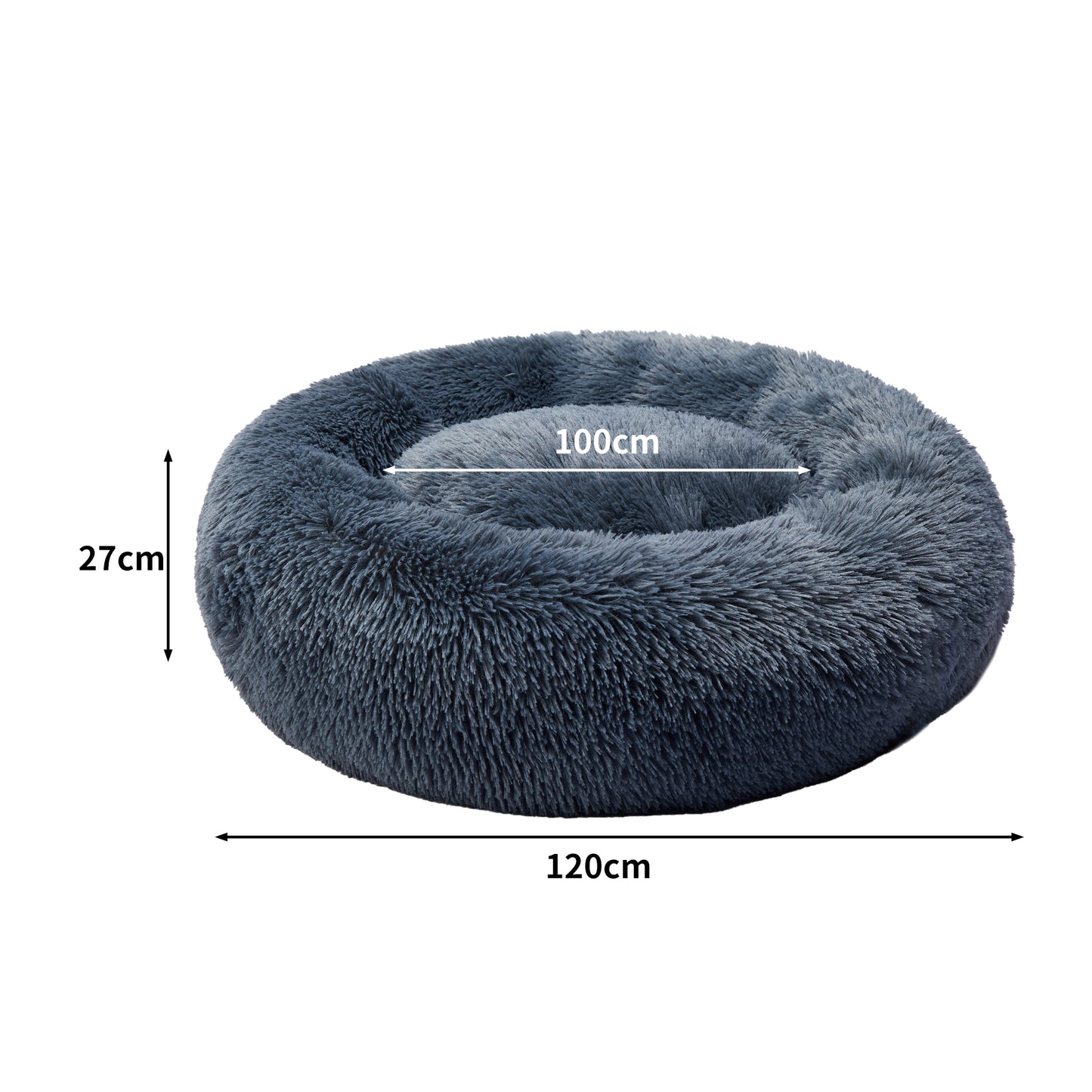 PaWz Pet Bed Cat Dog Donut Nest Calming XXXL Dark Grey XXX-Large