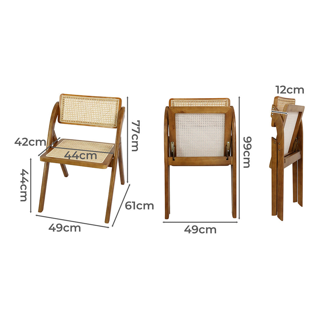 Levede 2X Foldable Rattan Dining Chairs Walnut