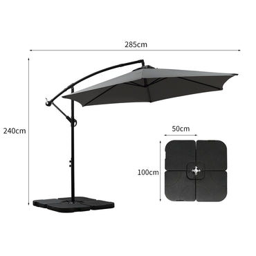 Mountview 3M Outdoor Umbrella Cantilever Grey With Base