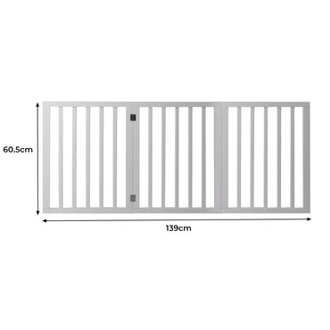 Wooden Pet Gate Dog Fence Retractable White 2000x 3MM