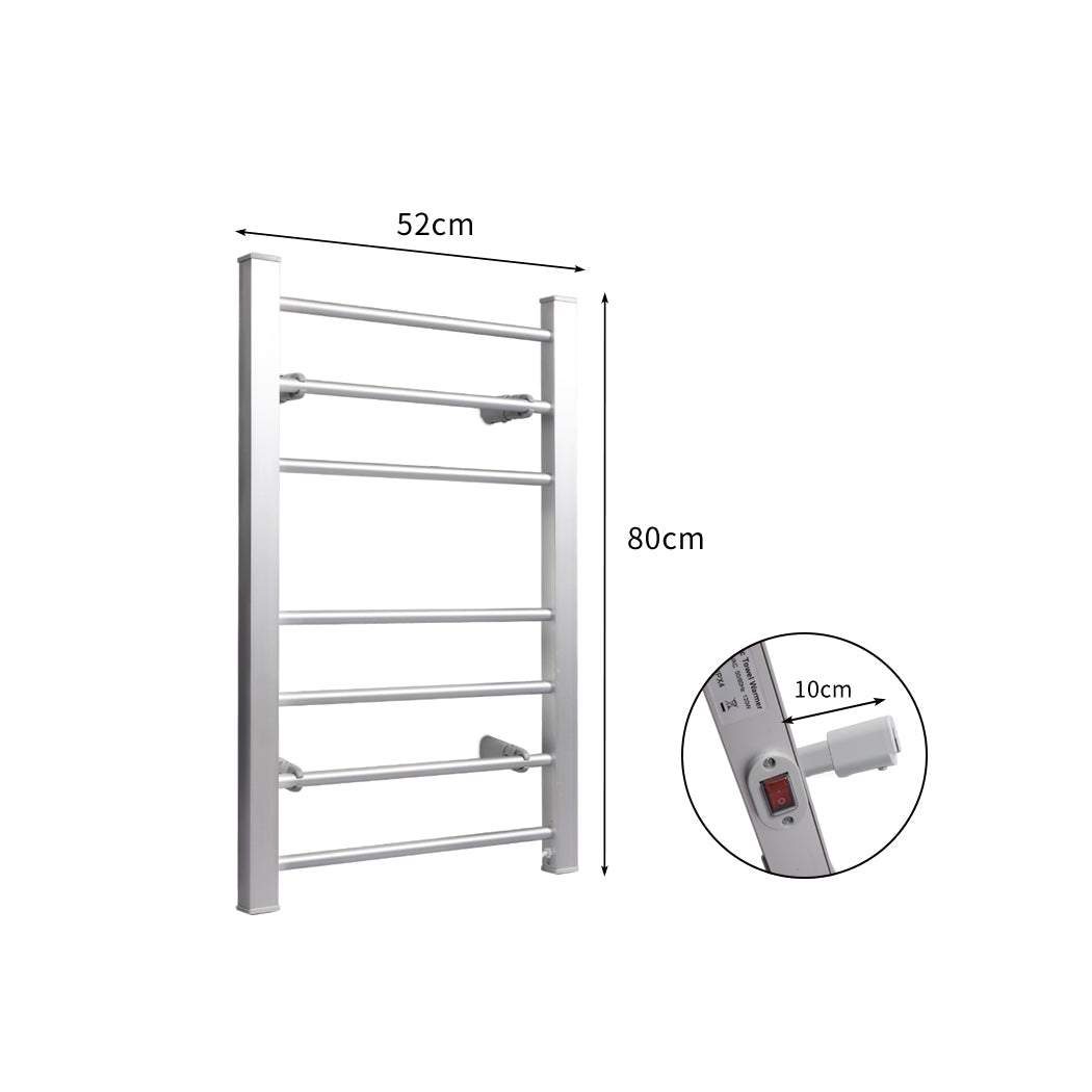 Heated Towel Rail Warmer Rack Wall Mounted Silver