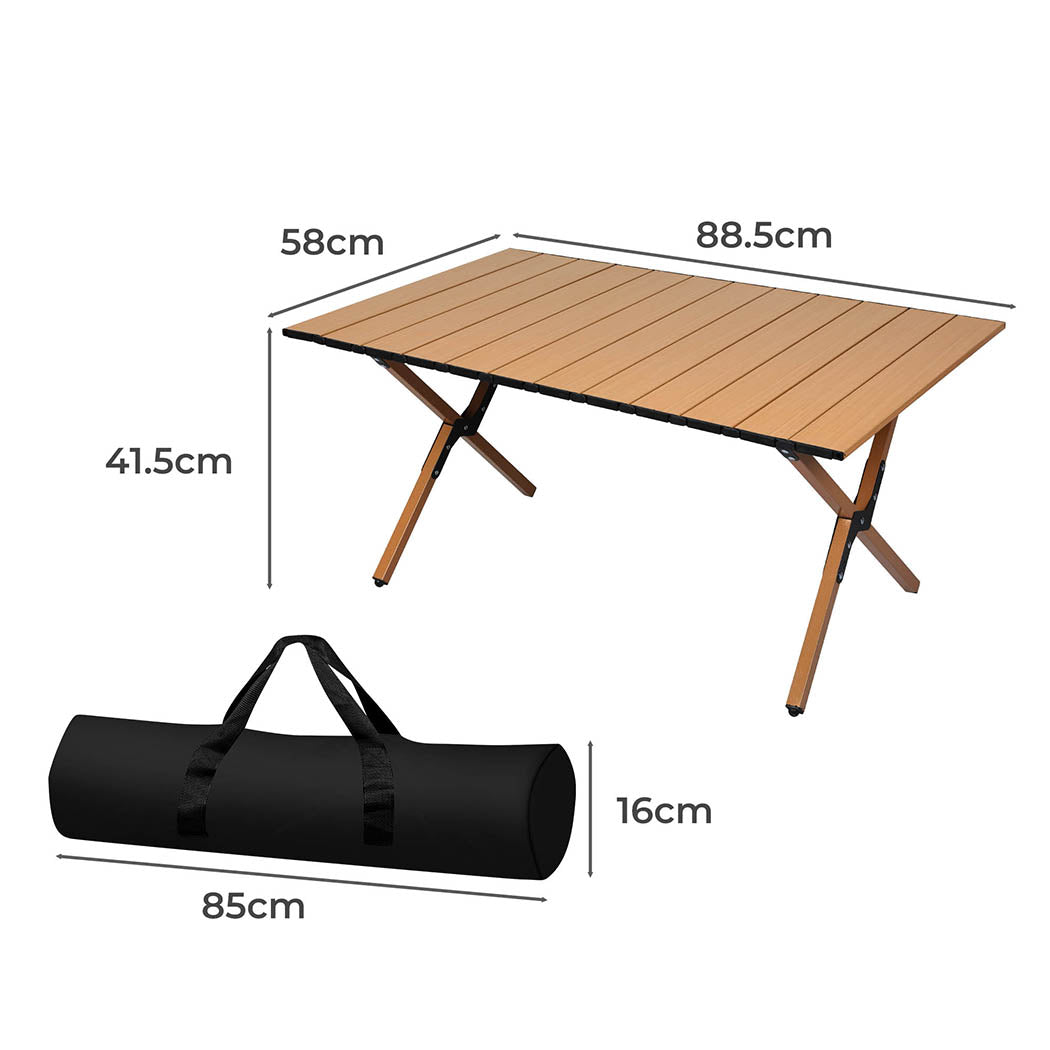 Levede Folding Camping Table Portable Oak