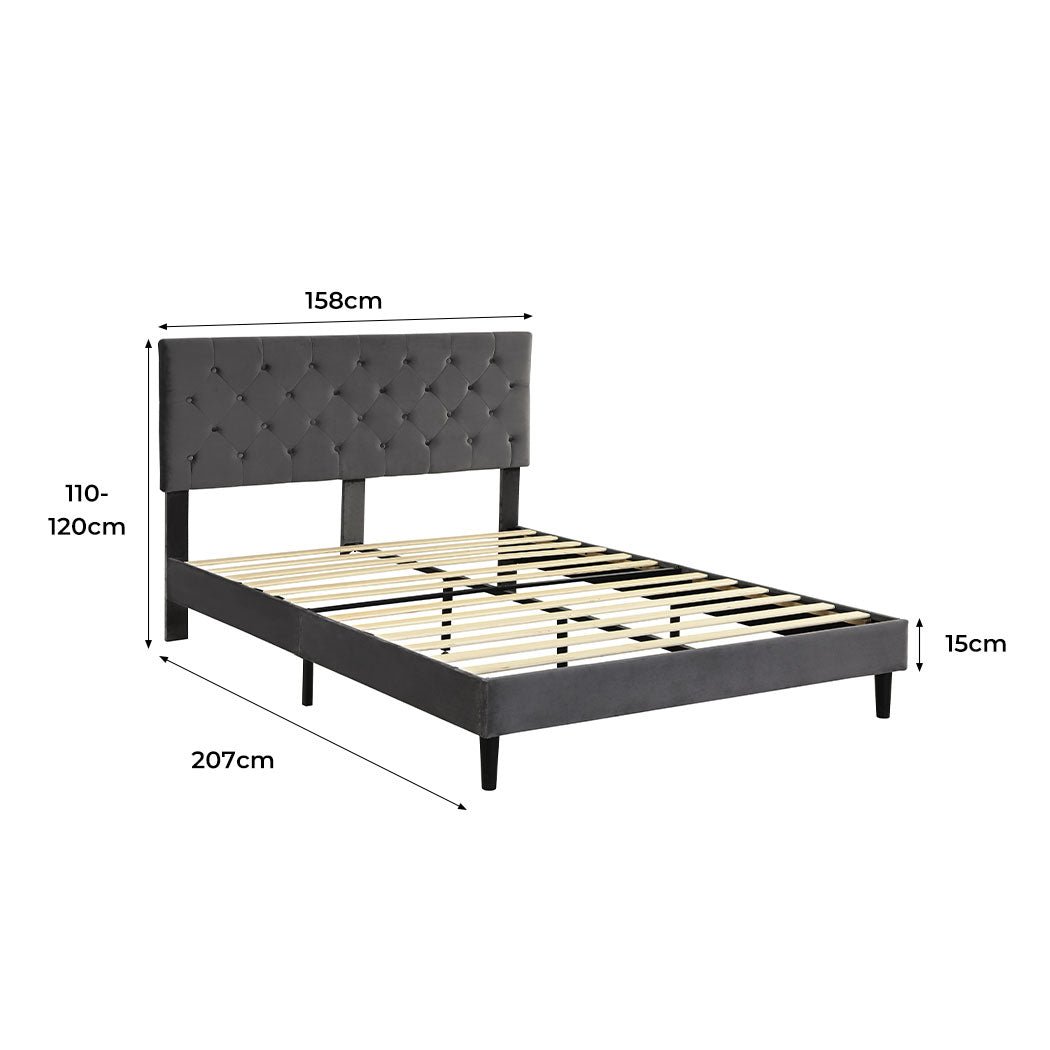 Levede Bed Frame Queen Size Mattress Grey