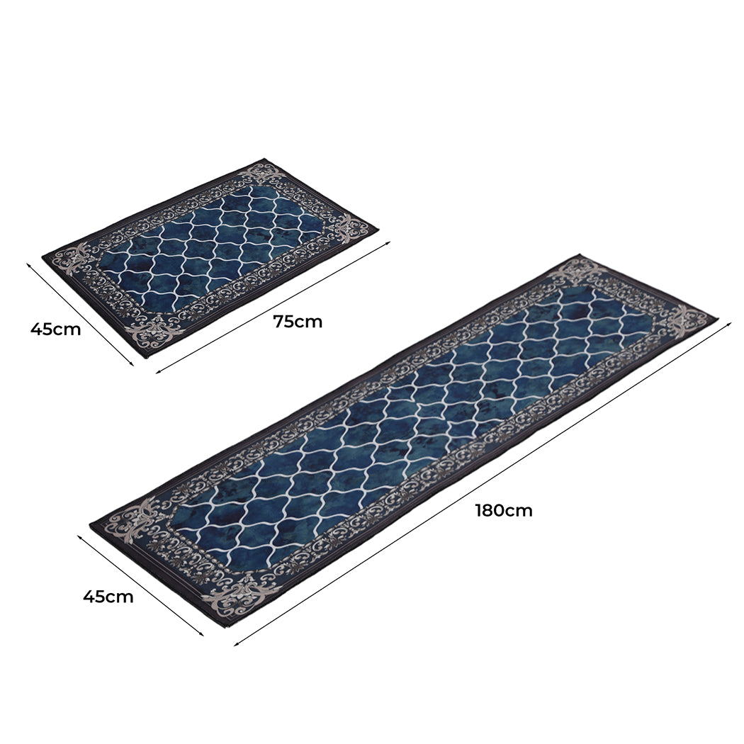 Marlow 2x Kitchen Mat Floor Rugs Area 45x180cm