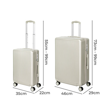 Slimbridge Luggage Suitcase Trolley White 2pc 20"+28"