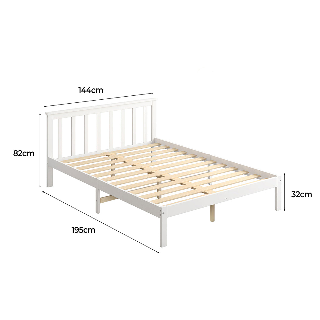 Levede Wooden Bed Frame Double Full White