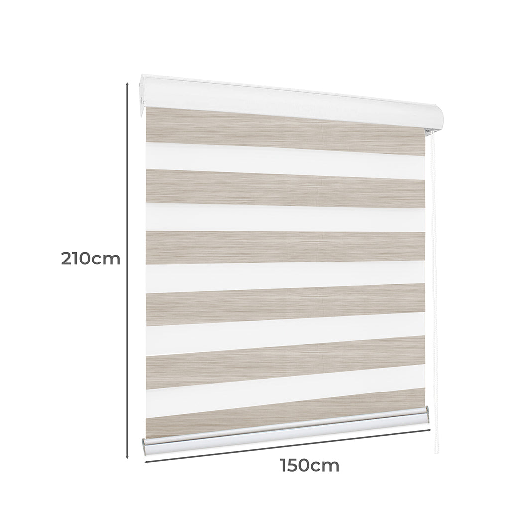 Marlow Blackout Zebra Roller Blind Curtains 150x210 Beige