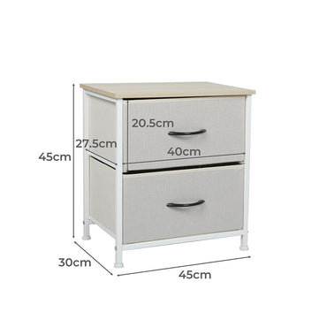 Levede Chest of 2 Drawers Bedside Table Beige