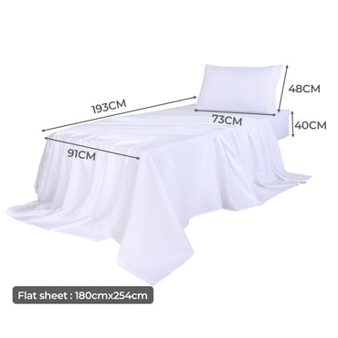 Dreamz 3pcs Sinigle Size 100% Bamboo Bed Sheet Set in White Colour Single