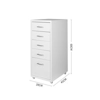 Levede 5 Drawer Office Cabinet Drawers White