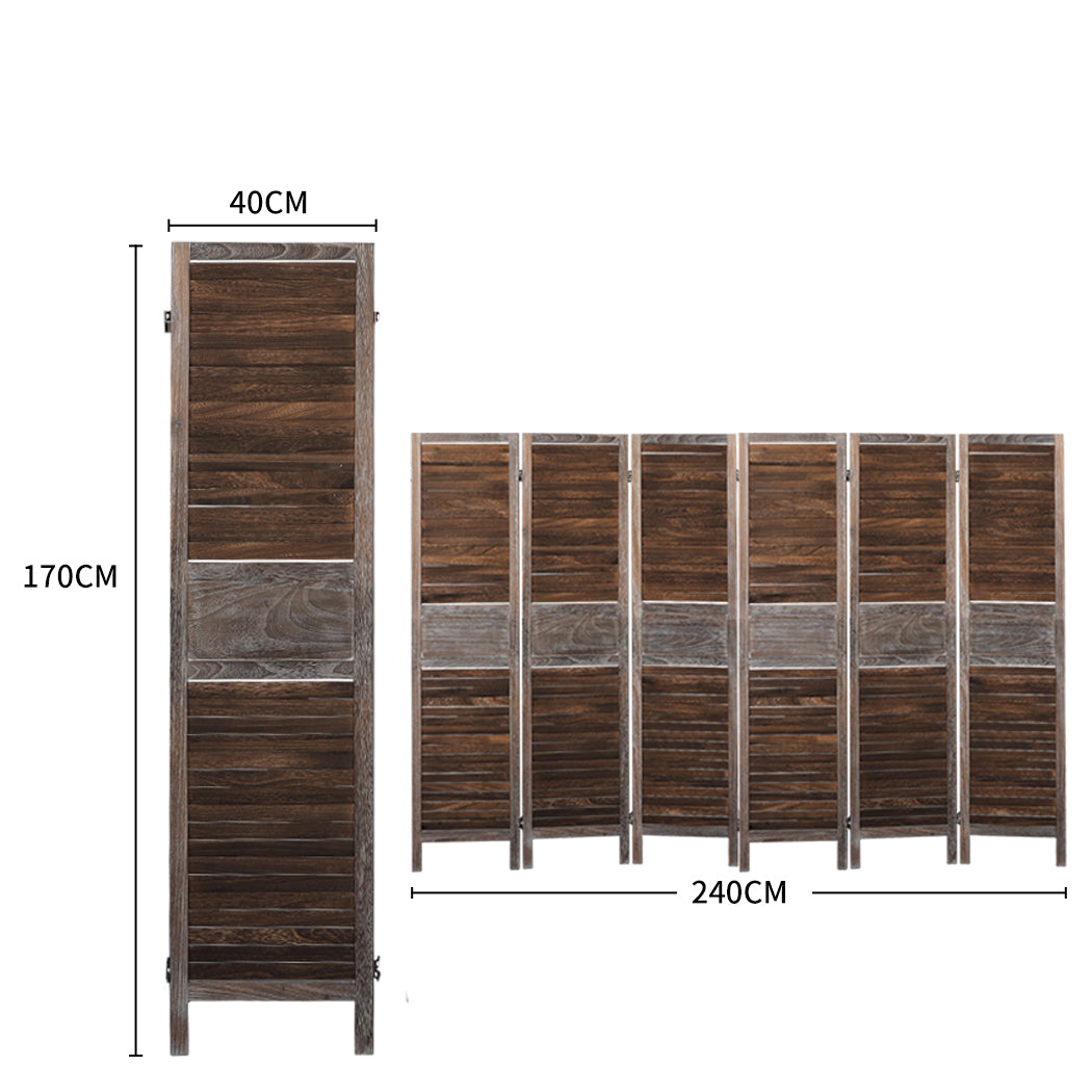 Levede Room Divider 6 Panel Folding Brown