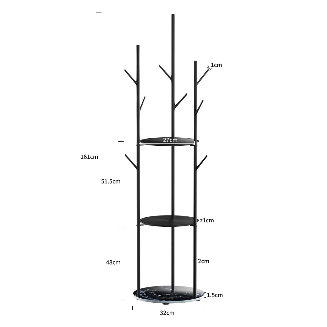 Levede Coat Rack Clothes Stand 8 Hook Organizer Black