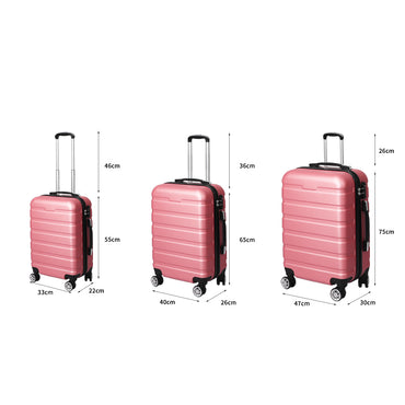 Slimbridge 3PC Luggage sets Suitcase Rose Gold