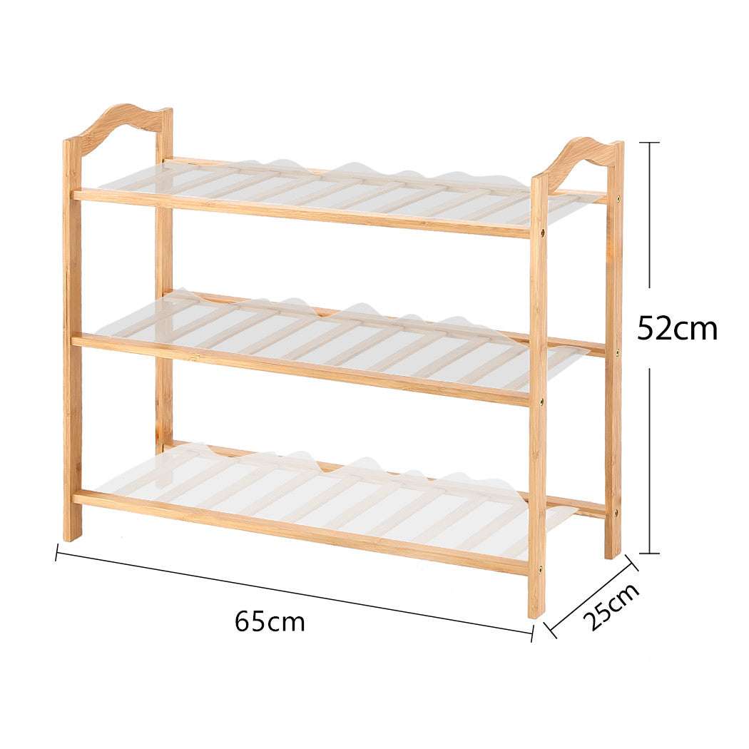 Levede 3 Tiers Bamboo Shoe Rack Storage 65cm