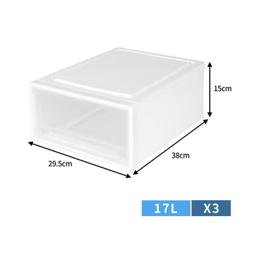 Plastic Storage Box Stackable Containers M 3PK Medium