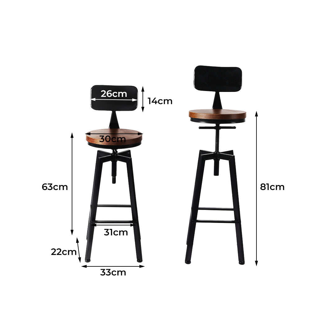 Levede 2x Bar Stool Kitchen Wooden Metal