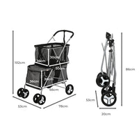 PaWz Pet Stroller 2-Tier Dog Cat Carrier Foldable