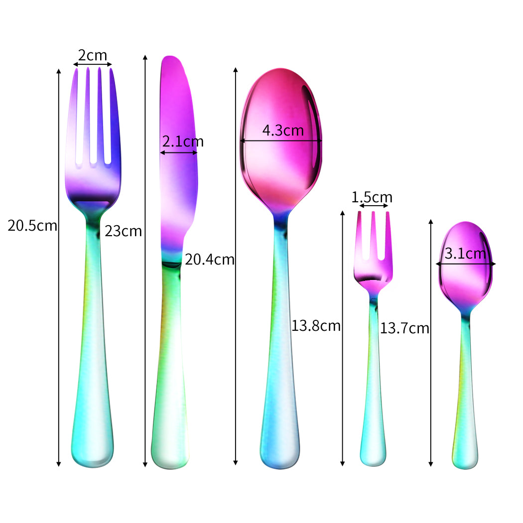 Stainless Steel Cutlery Set Glossy Knife Rainbow