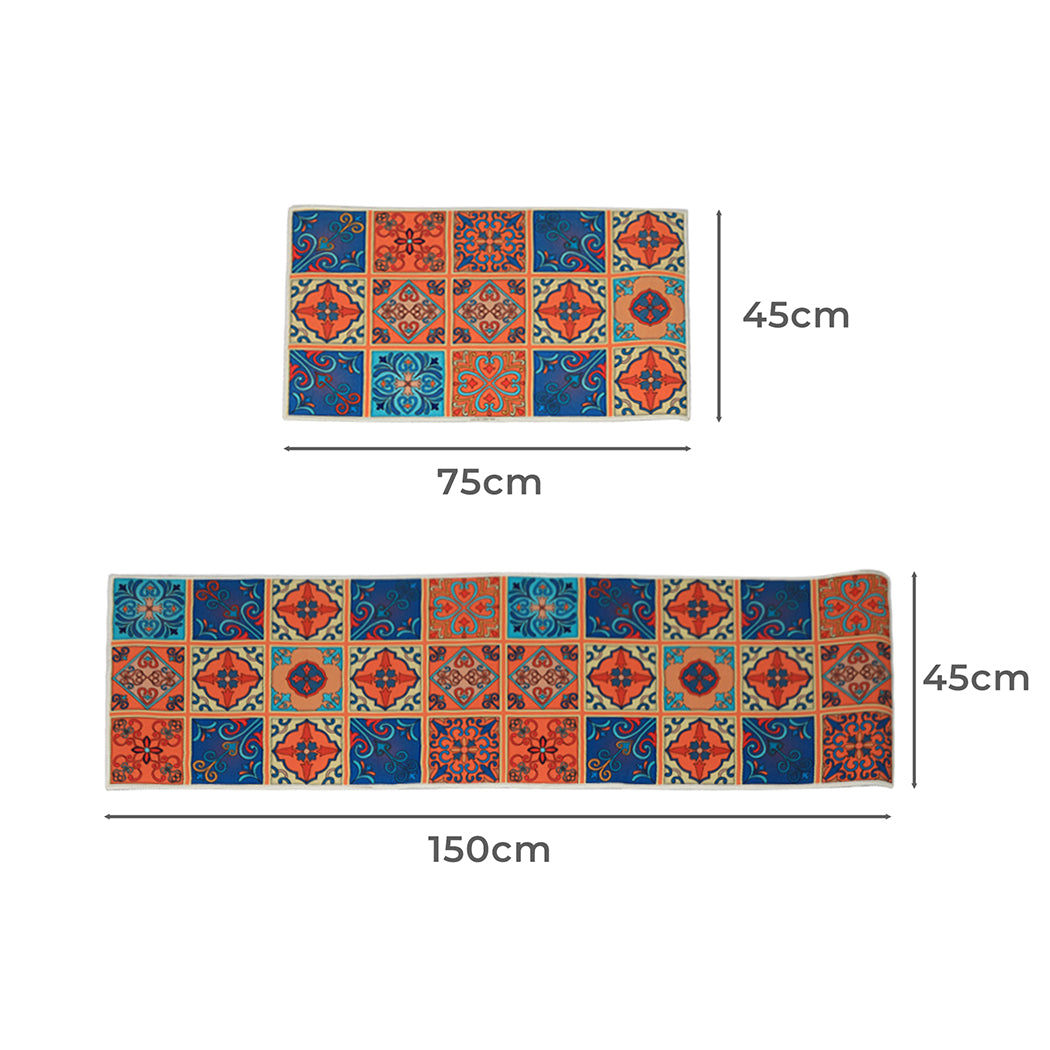 Marlow 2x Kitchen Mat Floor Rugs Area 45x150cm