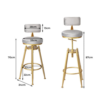 Levede 1x Bar Stools Kitchen Stool Chair Grey