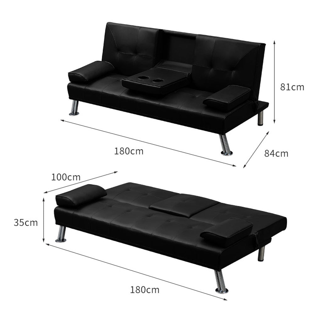 Levede Sofa Bed Adjustable Recliner Black