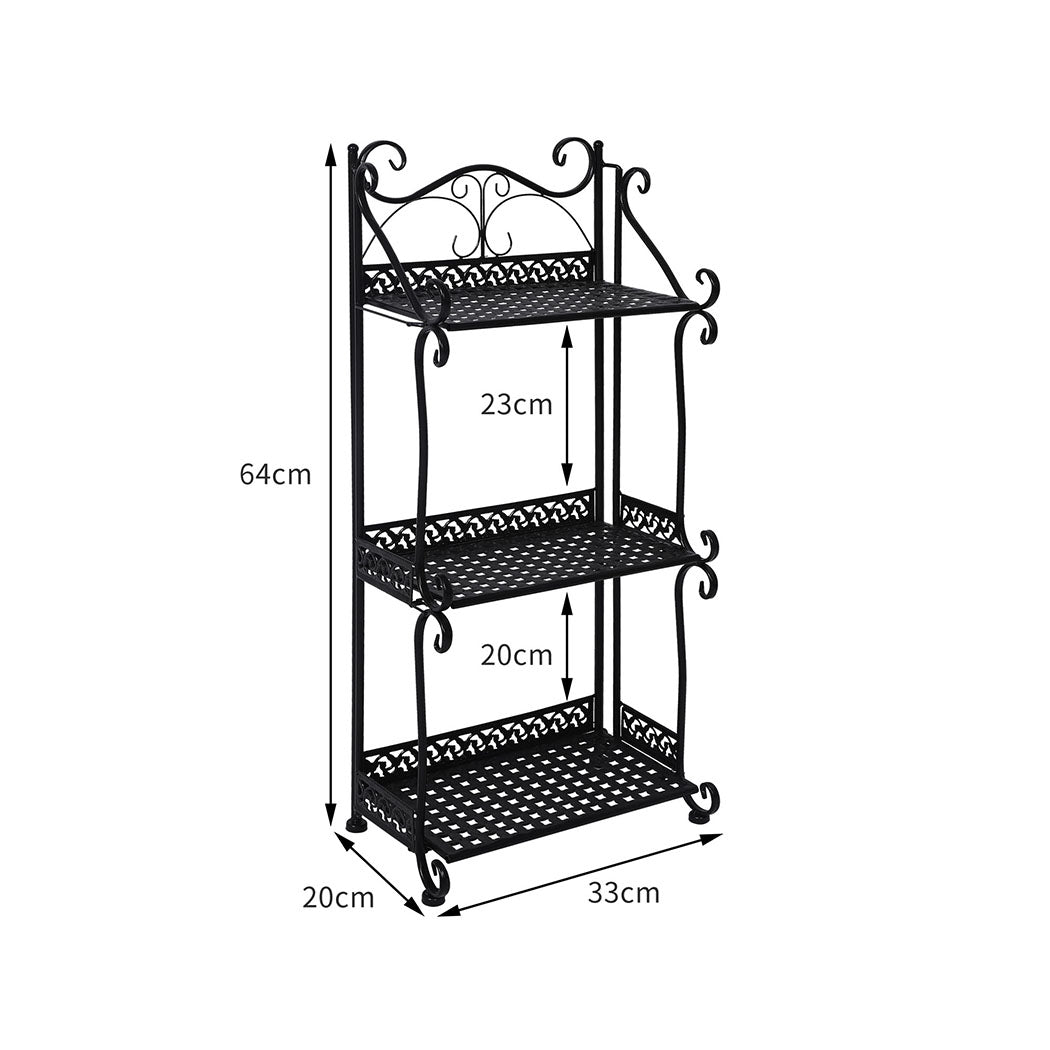 Levede Plant Stand 3 Tiers Outdoor Indoor Black