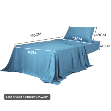 Dreamz 3pcs Sinigle Size 100% Bamboo Bed Sheet Set in Blue Colour Single