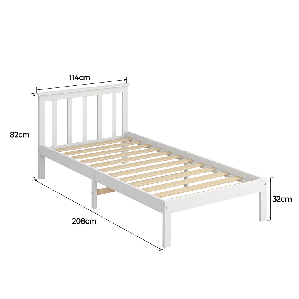 Levede Wooden Bed Frame King Single White