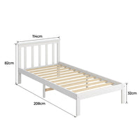 Levede Wooden Bed Frame King Single White