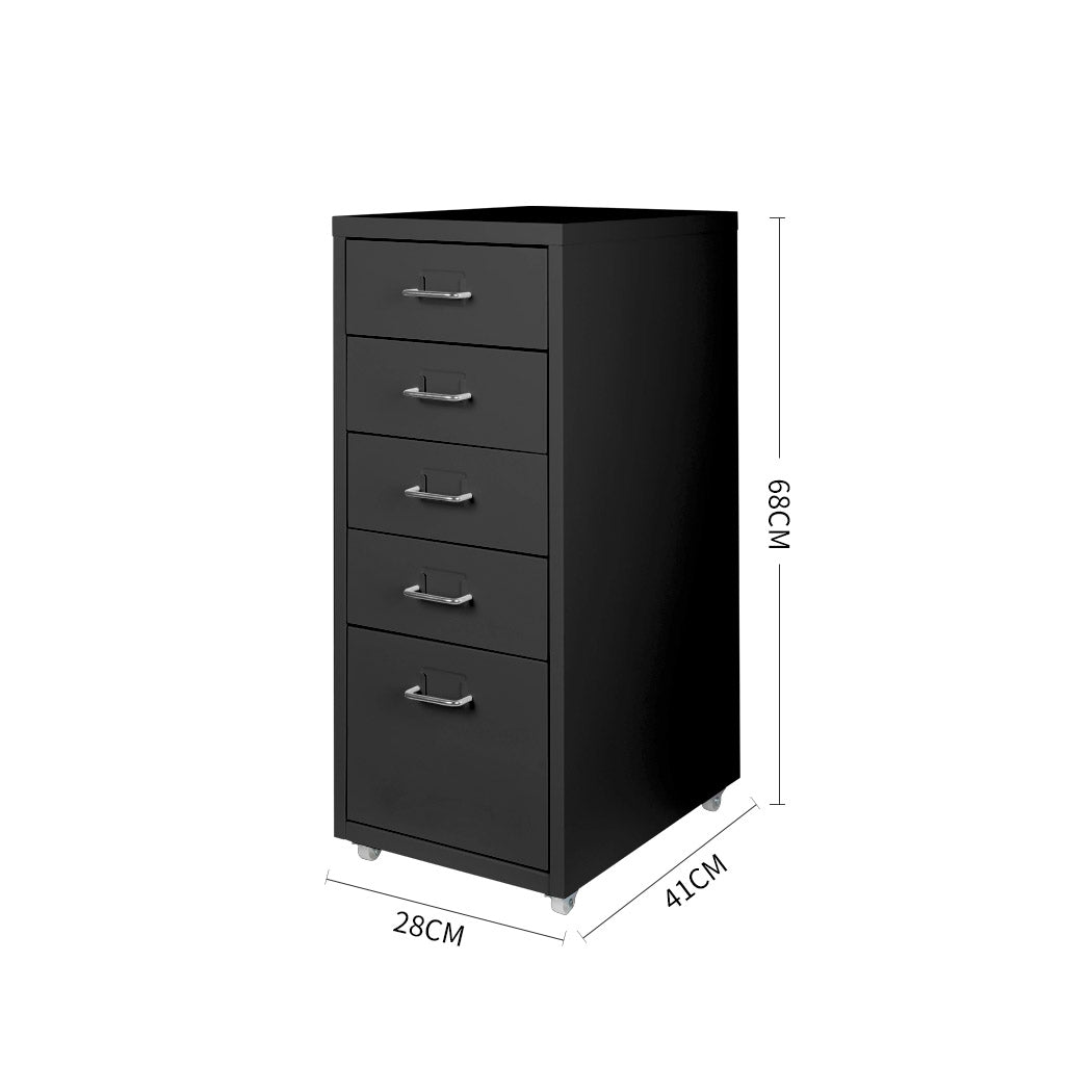 Levede 5 Drawer Office Cabinet Drawers Black