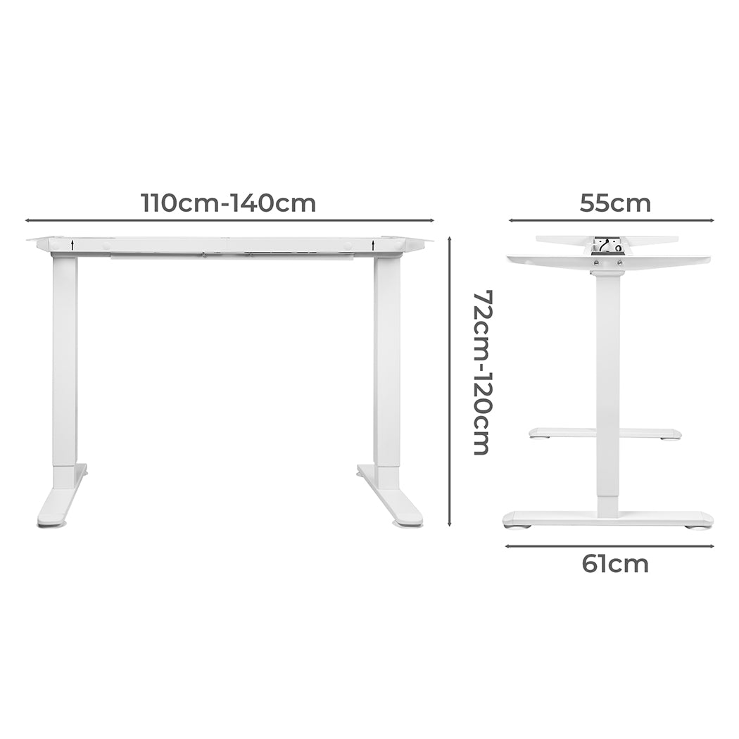 Levede Motorised Standing Desk Frame White Dual Motor