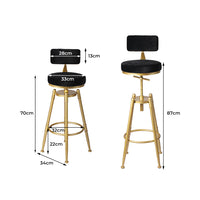 Levede 1x Velvet Bar Stools Kitchen Black