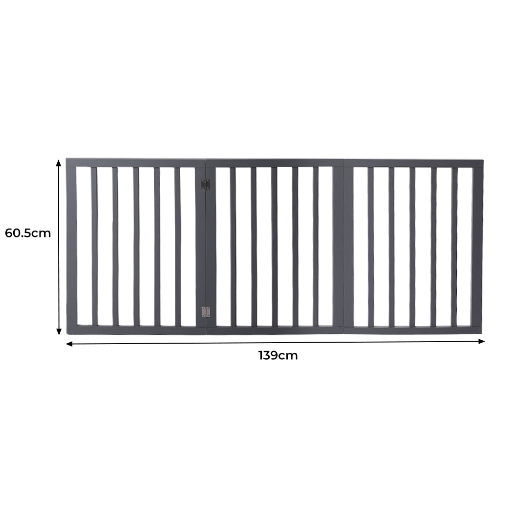 Wooden Pet Gate Dog Fence Retractable Grey 2000x 3MM