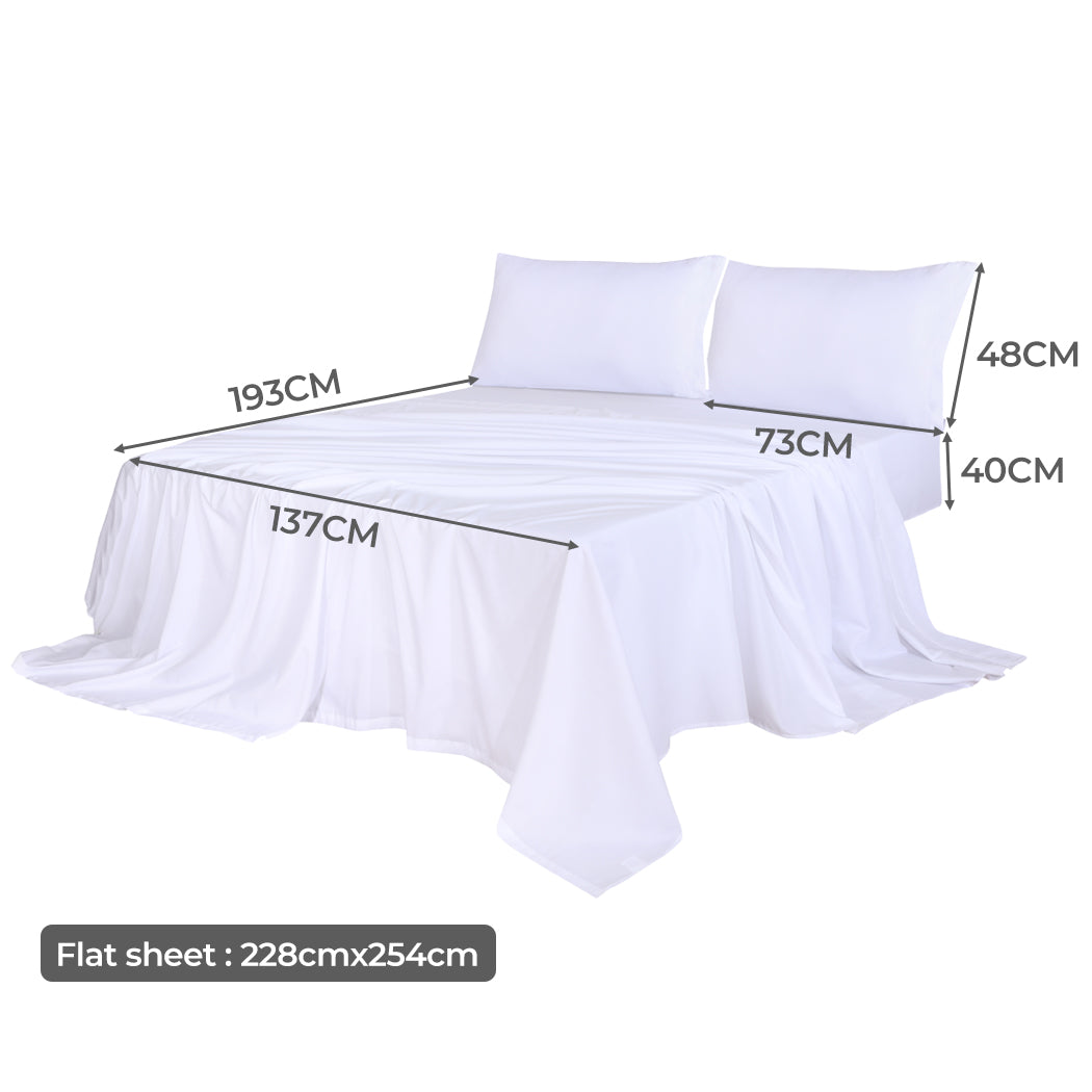 Dreamz 4pcs Double Size 100% Bamboo Bed Sheet Set in White Colour