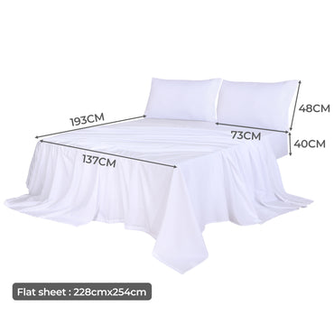 Dreamz 4pcs Double Size 100% Bamboo Bed Sheet Set in White Colour