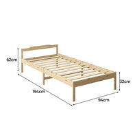 Levede Wooden Bed Frame Single Size Natural