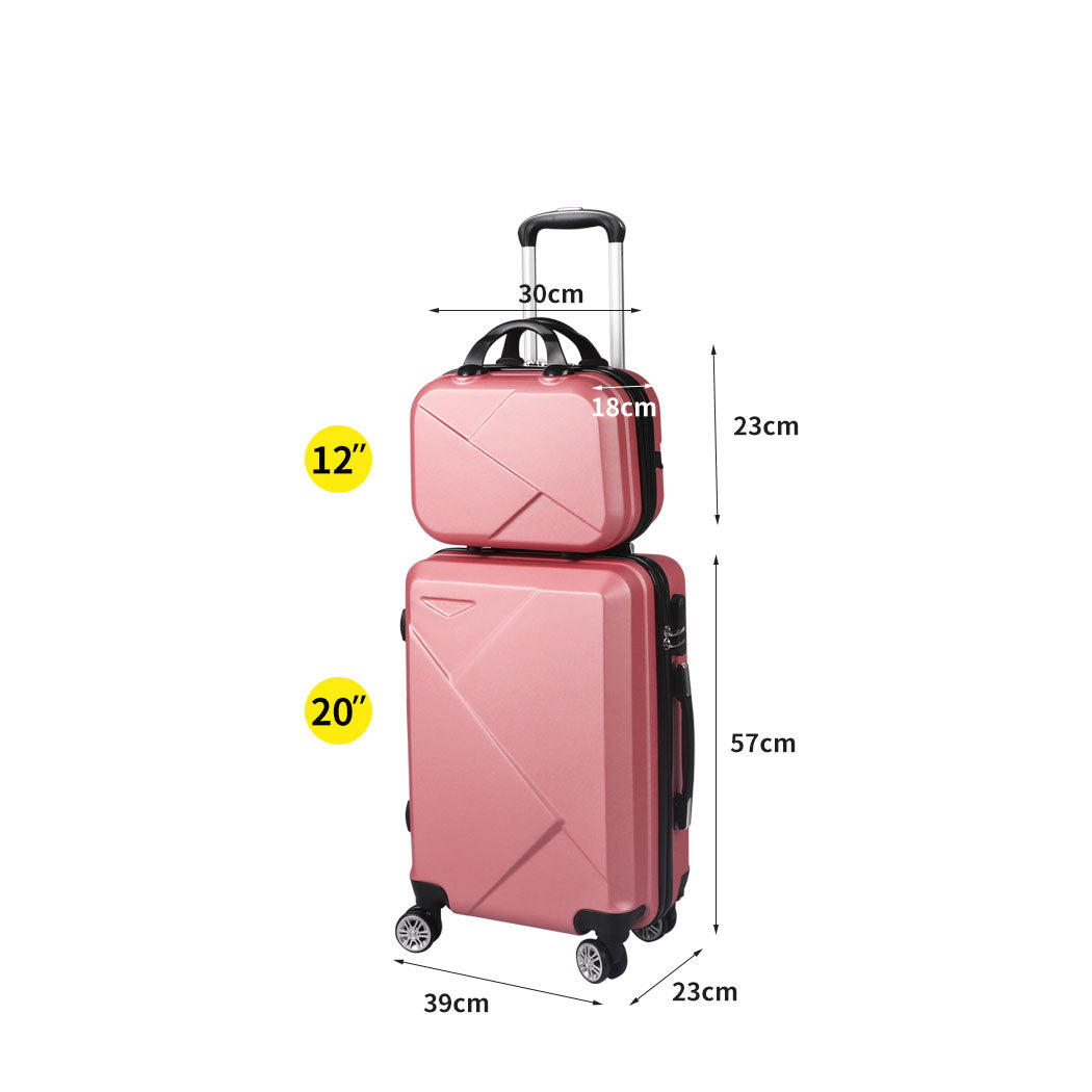 Slimbridge 2pcs 20"Travel Luggage Set Rose Gold