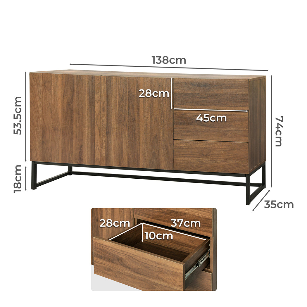 Levede Buffet Sideboard Storage Cabinet Walnut