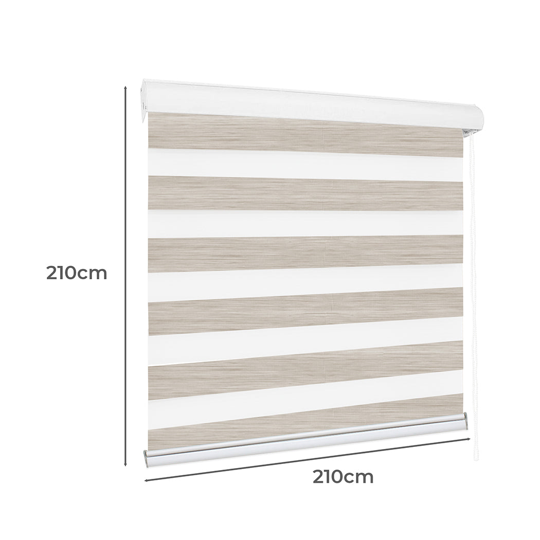 Marlow Blackout Zebra Roller Blind Curtains 210x210 Beige